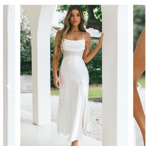 Selfie Leslie Golden Era Cowl Neck Lace  Waist Dress